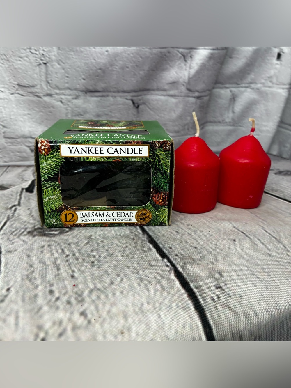 5/$20 6 Yankee Candle Balsam & Cedar Tea Lights 2 Red Votive Candle Assortment